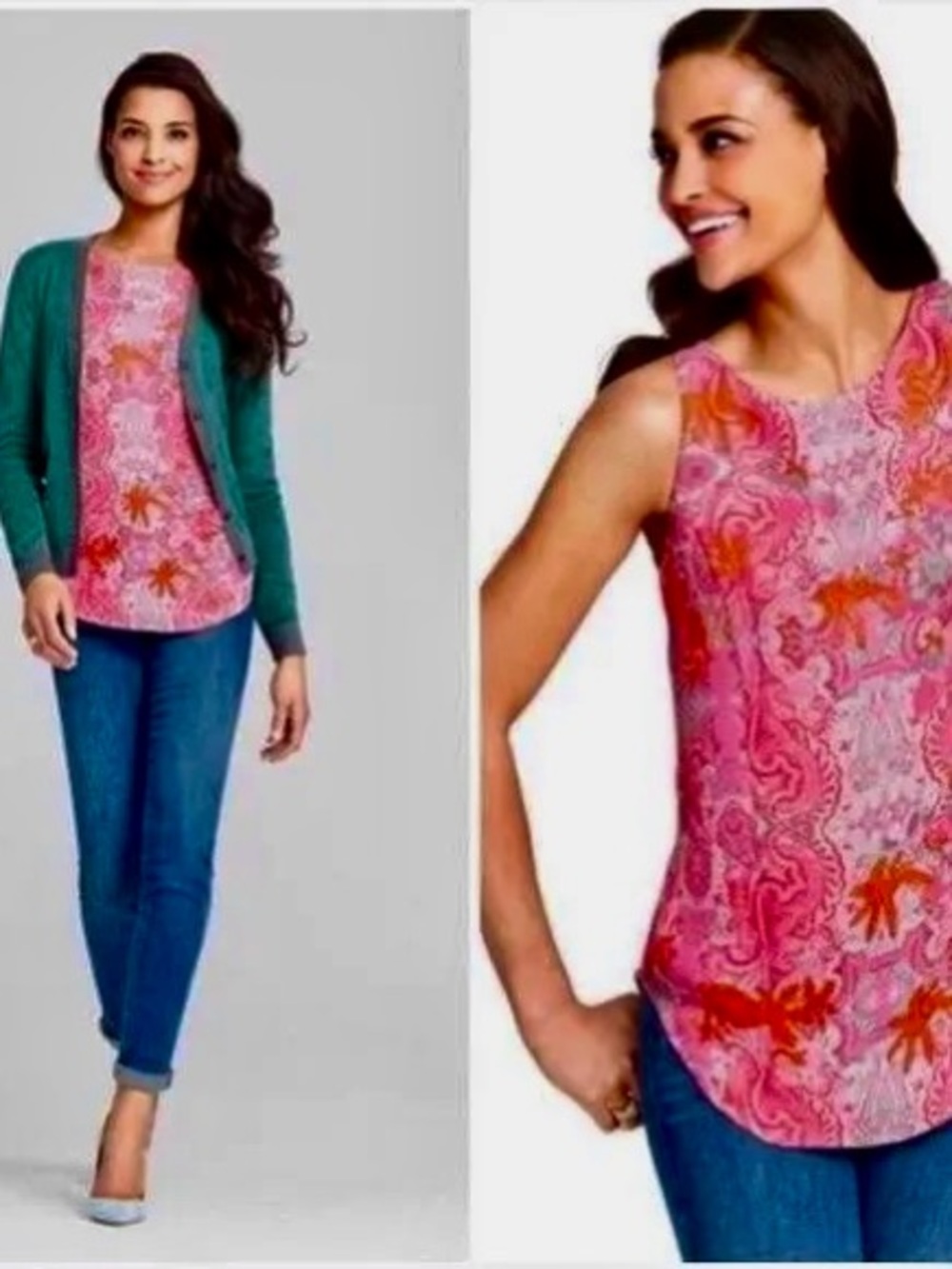 CAbi Jubilee #127 Pink Paisley Floral Sleeveless Camisole S